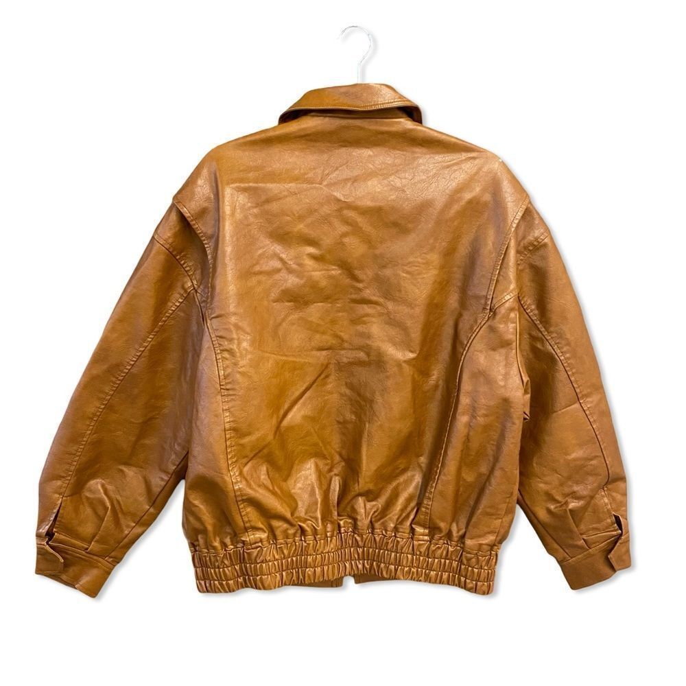 Lioness Kenny Bomber Tan brown jacket and skirt set vegan leather Revolve XS - Picture 7 of 12
